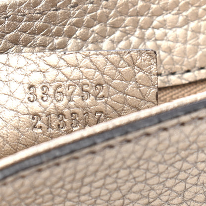 Gucci Metallic Pebbled Calfskin Medium Soho Flap Crossbody Golden Beige 6 of 8