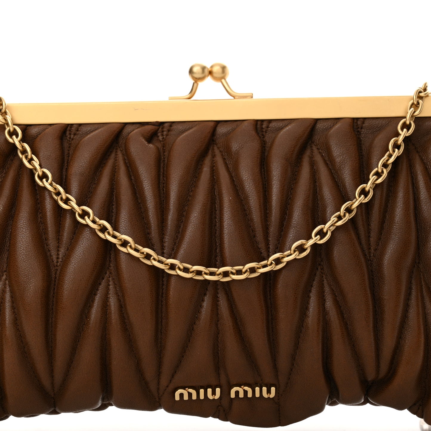 Nappa Matelasse Clutch Cognac