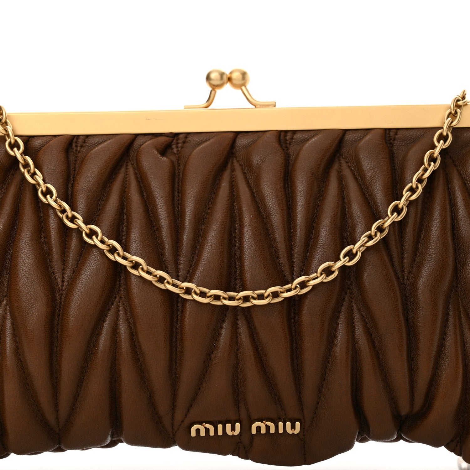 Miu Miu Nappa Matelasse Clutch Cognac 7 of 13