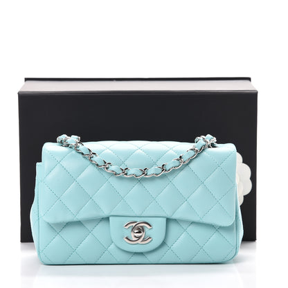 Chanel Lambskin Quilted Mini Rectangular Flap Light Blue 10 of 10