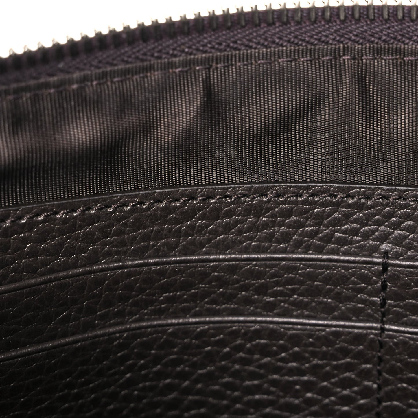 Grained Calfskin Zip Wristlet Pouch Black