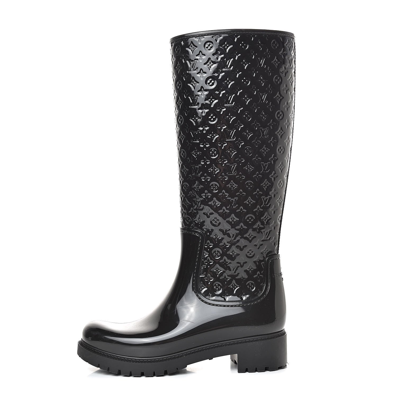 Louis Vuitton Rubber Embossed Monogram Splash Rain Boots 37 Black 1 of 13