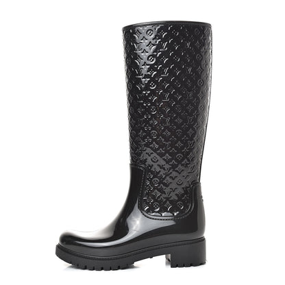 Louis Vuitton Rubber Embossed Monogram Splash Rain Boots 37 Black 1 of 13