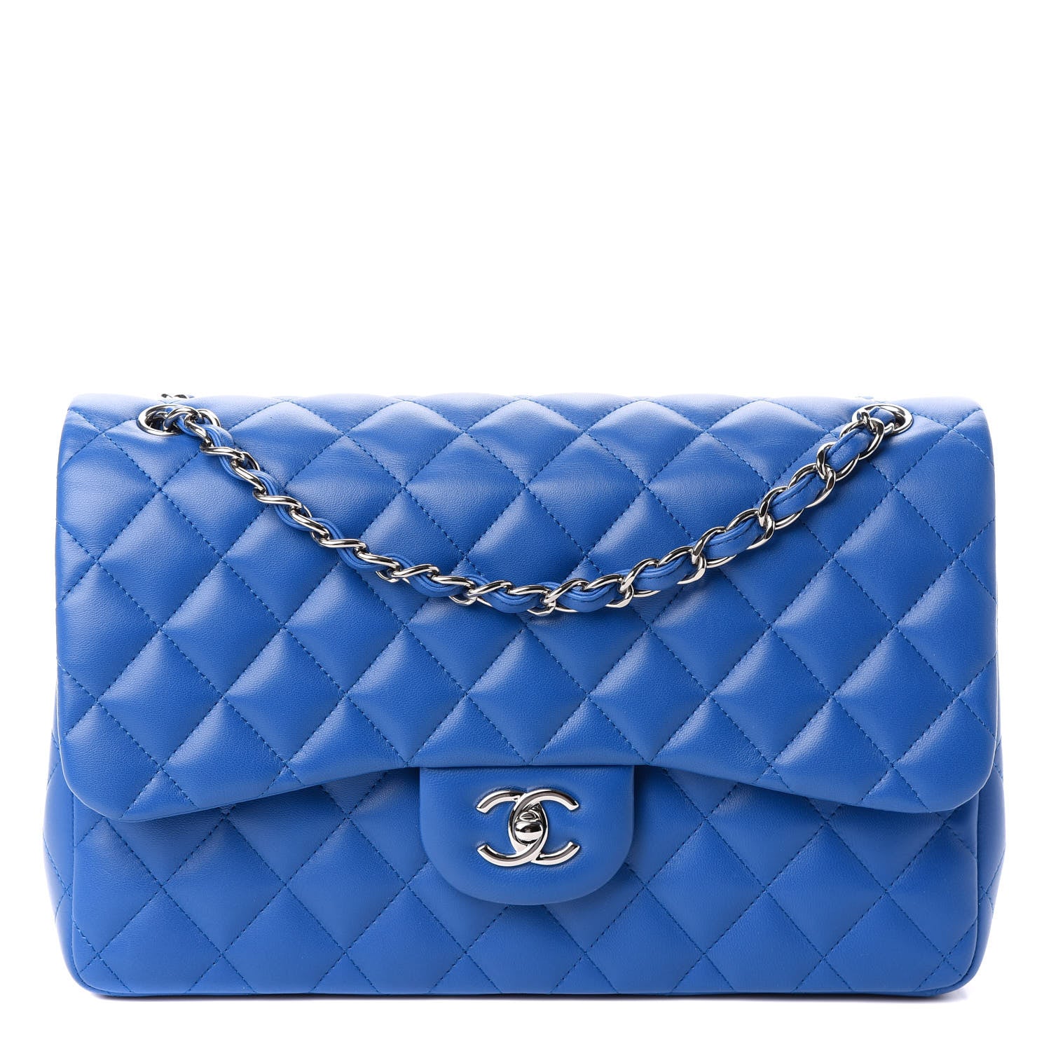 Chanel Lambskin Quilted Jumbo Double Flap Blue 1 of 10