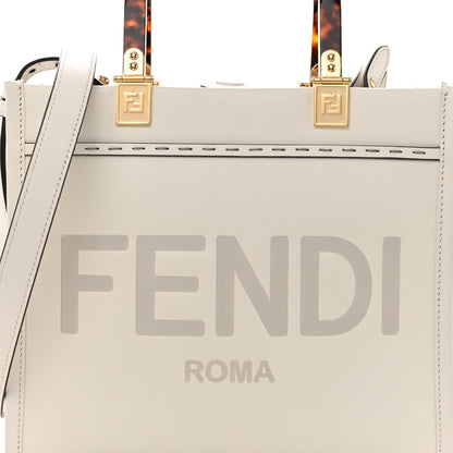 Fendi Vitello King Plexiglass Logo Embossed Small Fendi Sunshine Shopper Tote White Rice 7 of 9