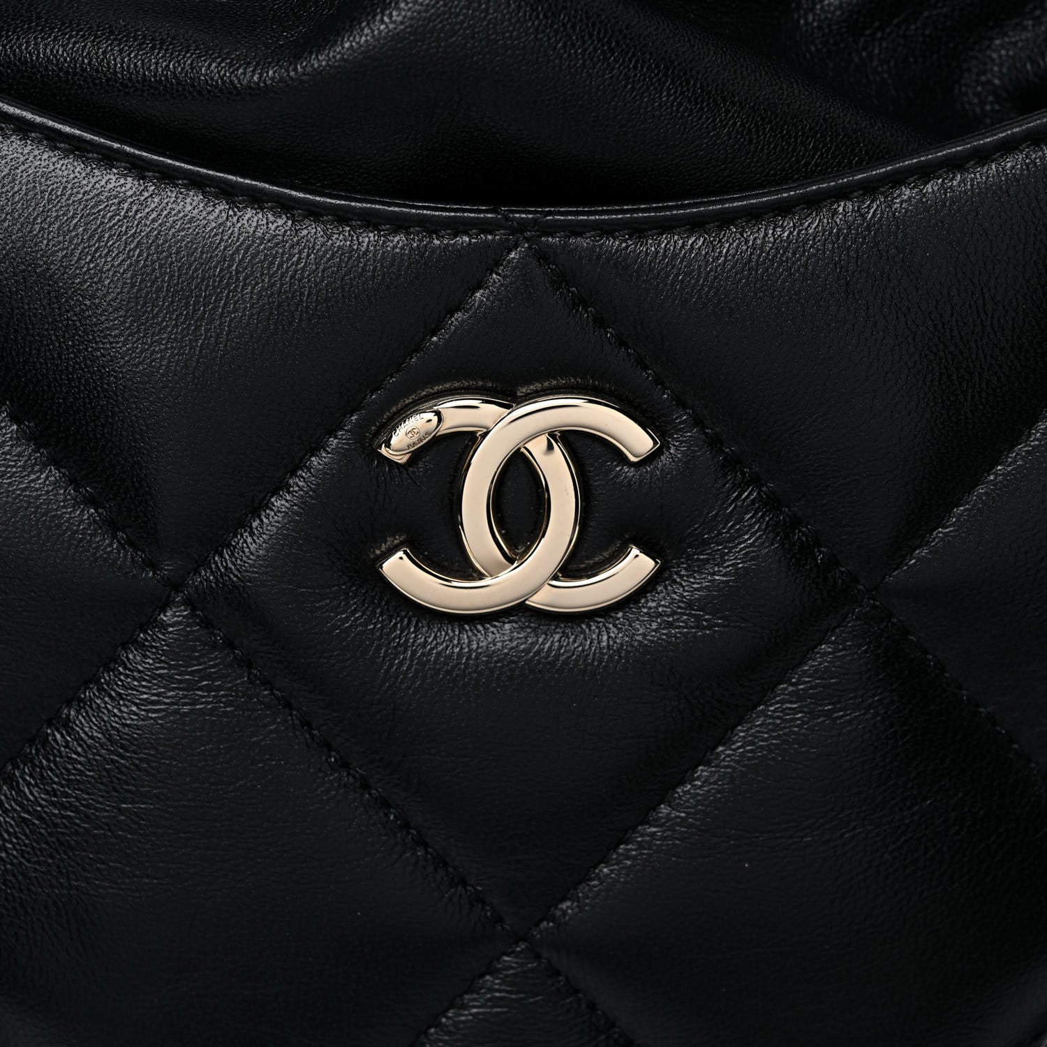 Chanel Lambskin Quilted Small Drawstring Shopping Bag Black 10 of 10