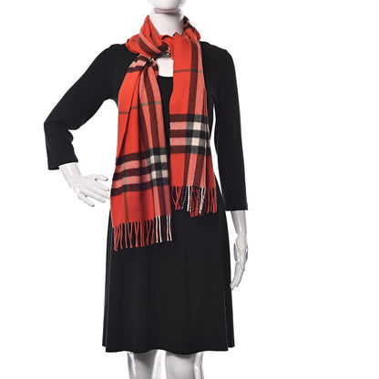 Burberry Cashmere Giant Heritage Check Fringe Scarf Red 2 of 4