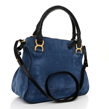 Chloe Suede Calfskin Braided Medium Marcie Double Carry Deep Denim 3 of 10