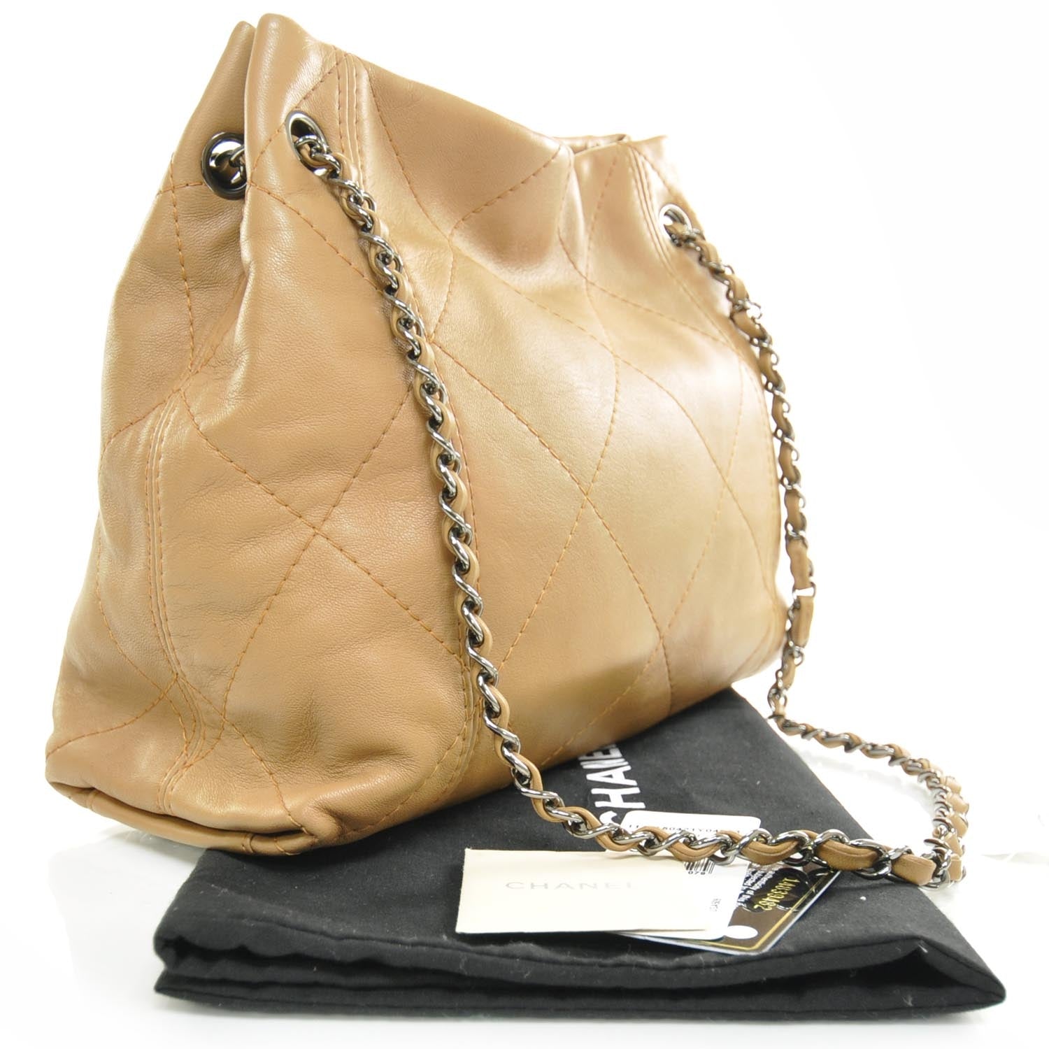 Chanel Lambskin Quilted Shoulder Bag Camel 3 of 9