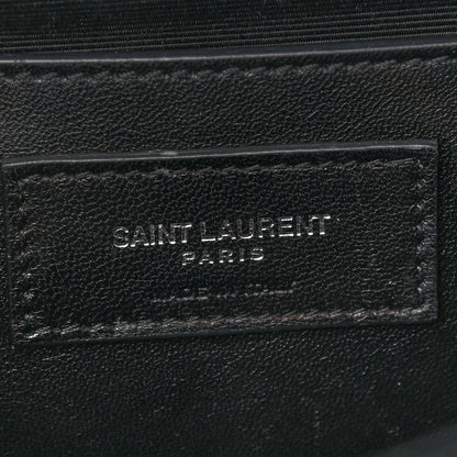 Saint Laurent Grain De Poudre Textured Mixed Matelasse Triquilt Medium Monogram Satchel Black 6 of 8