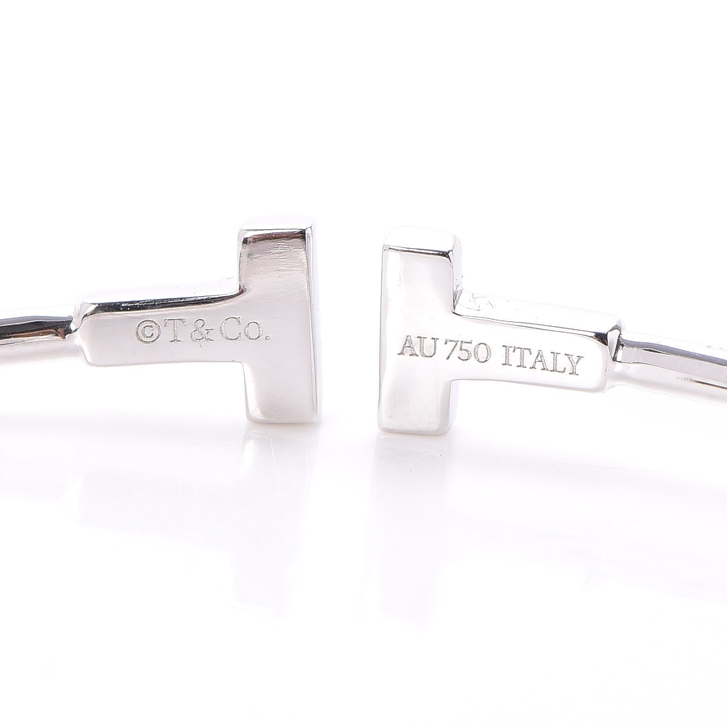 Tiffany 18K White Gold Narrow T Wire Bracelet 5 of 6