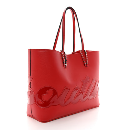 Christian Louboutin Calfskin Patent Logo Spikes East West Cabata Tote Red 4 of 12