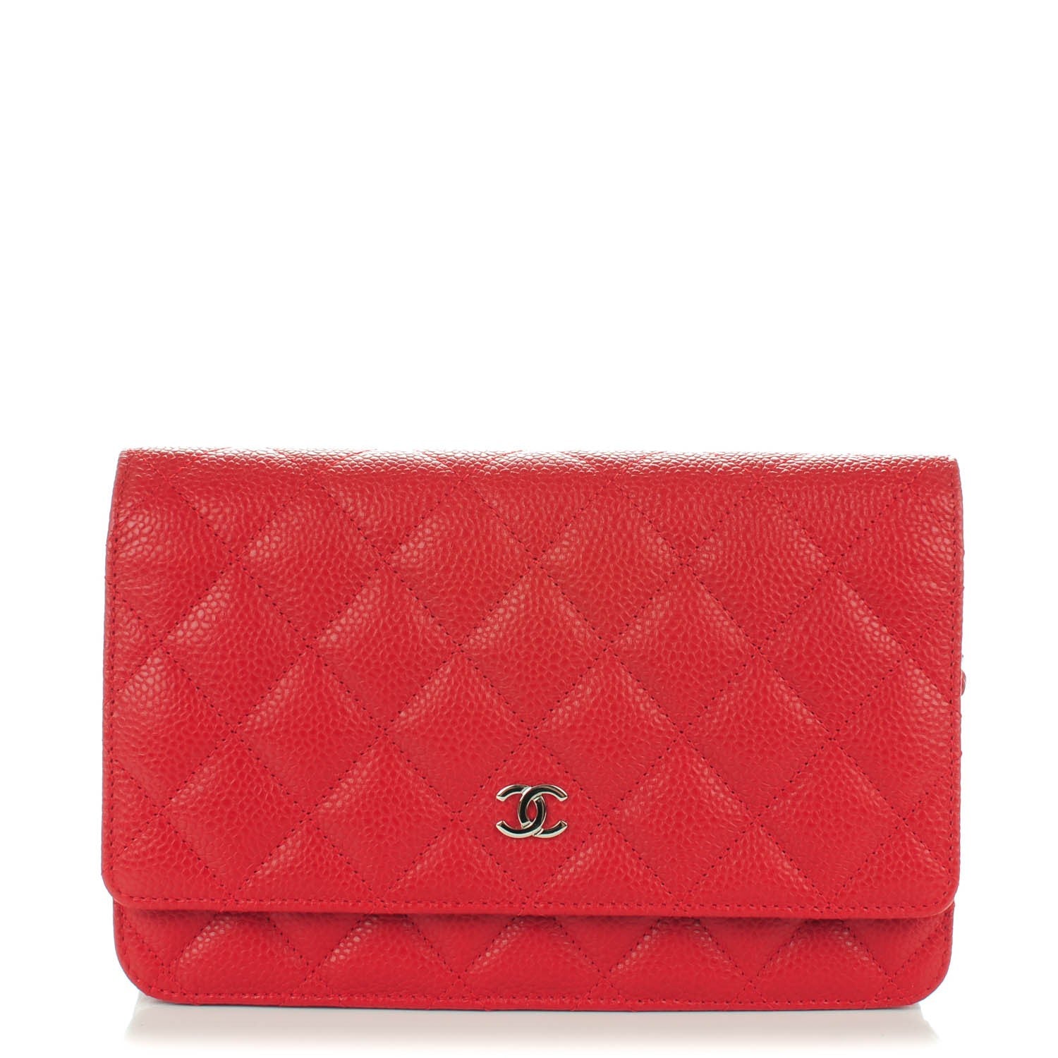Chanel Caviar Quilted Wallet On Chain WOC Red 1 of 2