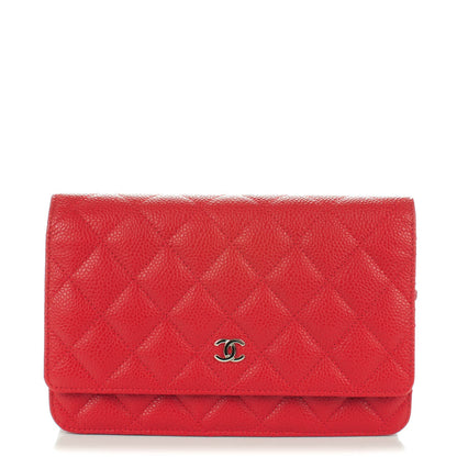 Chanel Caviar Quilted Wallet On Chain WOC Red 1 of 2