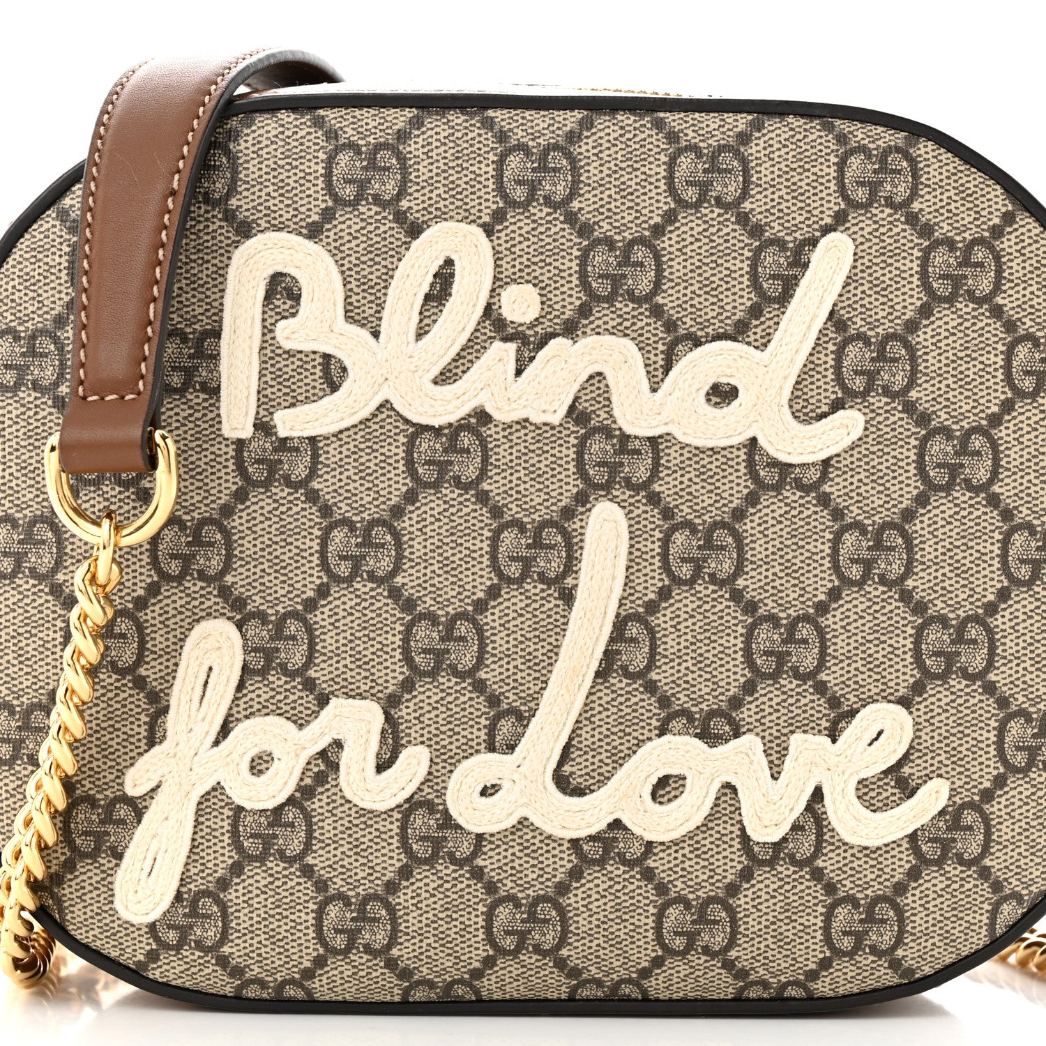 Gucci GG Supreme Monogram Blind For Love Embroidered Mini Chain Shoulder Bag Beige Tuscany 8 of 10