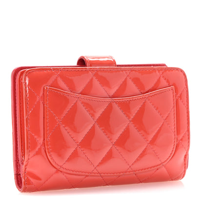 Chanel Patent Quilted Zip Pocket Wallet Coral 3 of 15