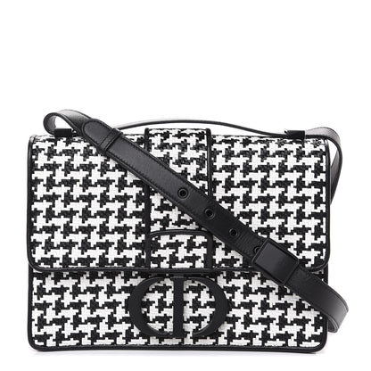Christian Dior Lambskin Houndstooth Braided 30 Montaigne Flap Bag Black White 1 of 10