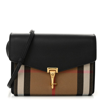 Burberry Derby Calfskin House Check Small Macken Crossbody Bag Black 1 of 11