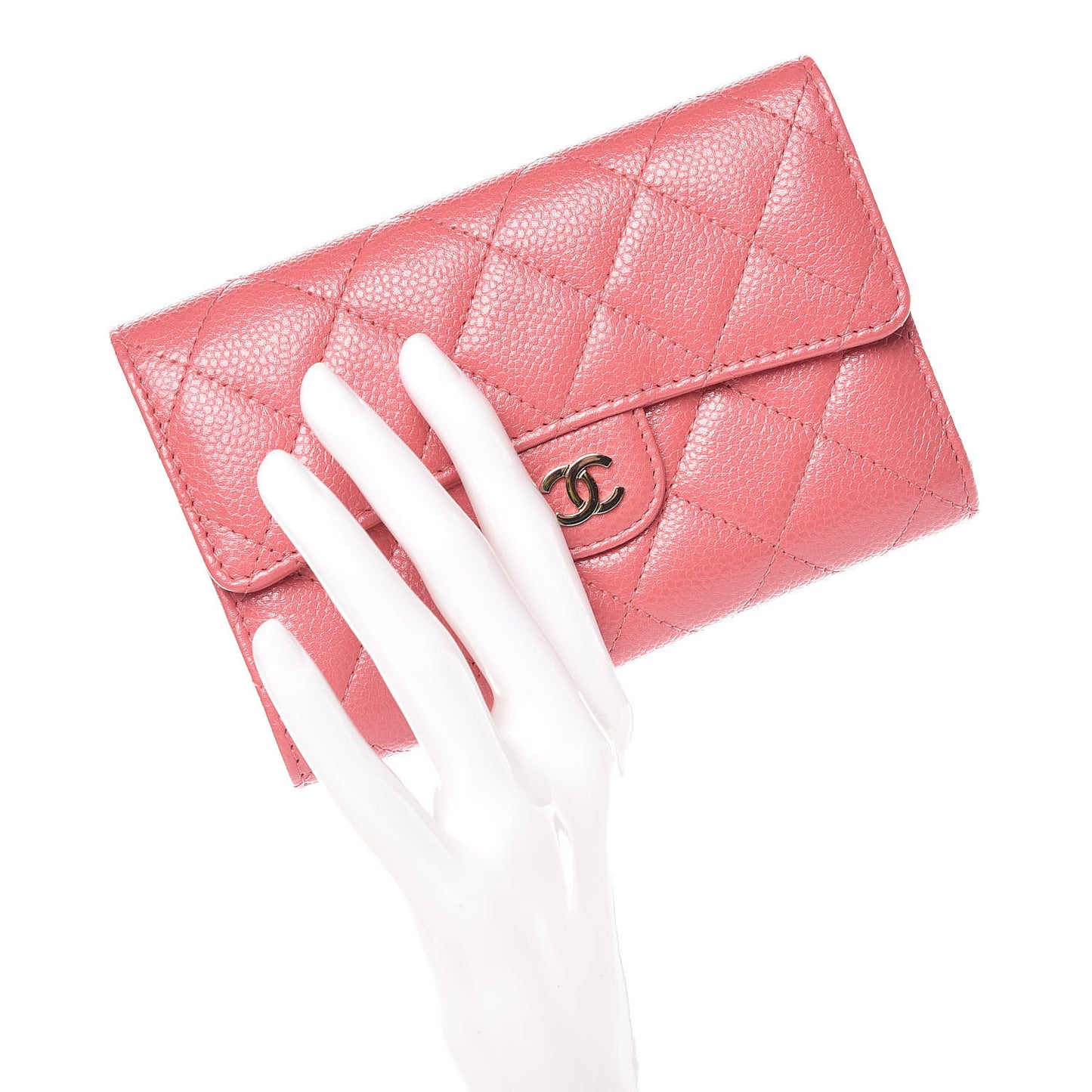 Caviar Quilted Medium Flap Wallet Pink