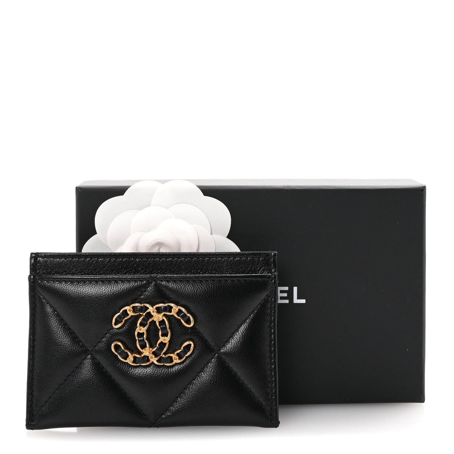 Chanel Lambskin Quilted Chanel 19 Card Holder Black 9 of 9