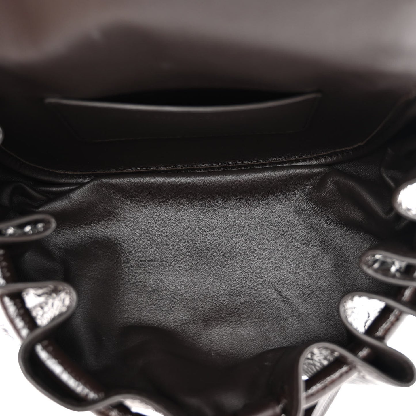 Patent Deerskin Small Beak Triangle Flap Shoulder Bag Fondant