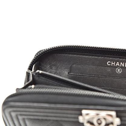 Chanel Caviar Quilted Small Boy Zip Around Wallet Black 9 of 10
