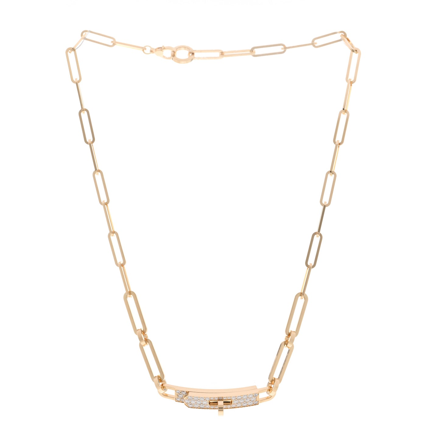 18K Yellow Gold Diamond Pave Kelly Chaine Choker Necklace