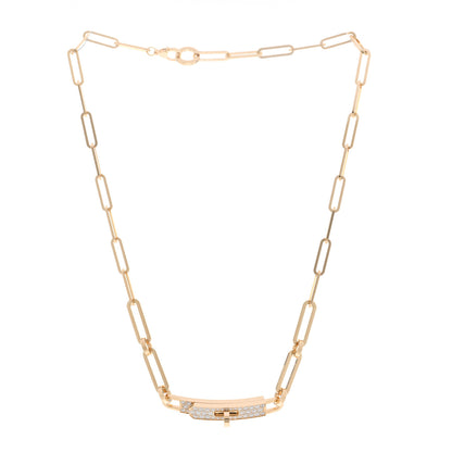 Hermes 18K Yellow Gold Diamond Pave Kelly Chaine Choker Necklace 3 of 6
