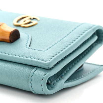 Gucci Wonka Grain Calfskin Diana Tri-Fold Wallet Dusty Azure 10 of 11