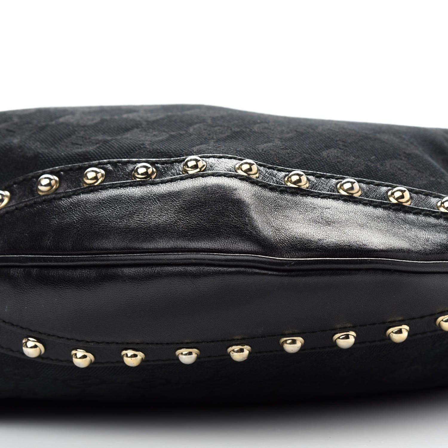 Gucci Monogram Web Pelham Studded Shoulder Bag Black 9 of 11