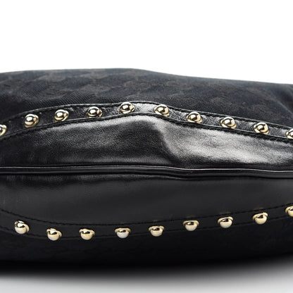 Gucci Monogram Web Pelham Studded Shoulder Bag Black 9 of 11