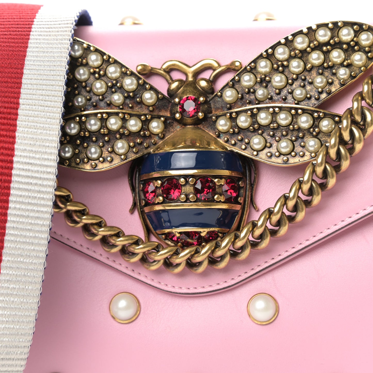 Nappa Pearl Studded Mini Queen Margaret Broadway Shoulder Bag Sugar Pink