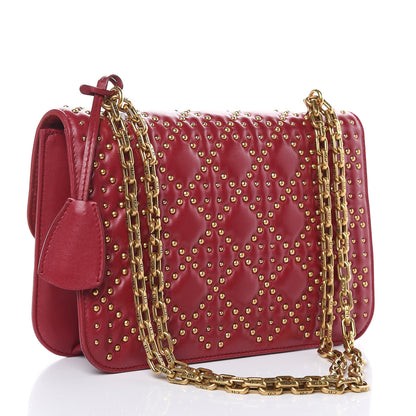 Christian Dior Lambskin Cannage Studded Large Dioraddict Flap Bag Red 3 of 11