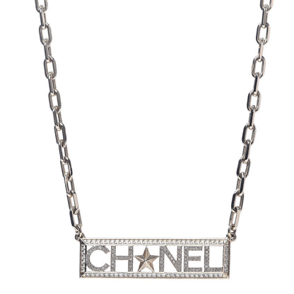 Chanel Crystal Chain Short Logo Necklace Gold 1 of 6