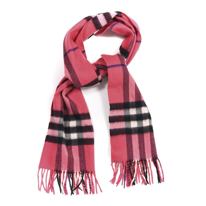 Burberry Cashmere Giant Check Fringe Scarf Rose Pink 1 of 5