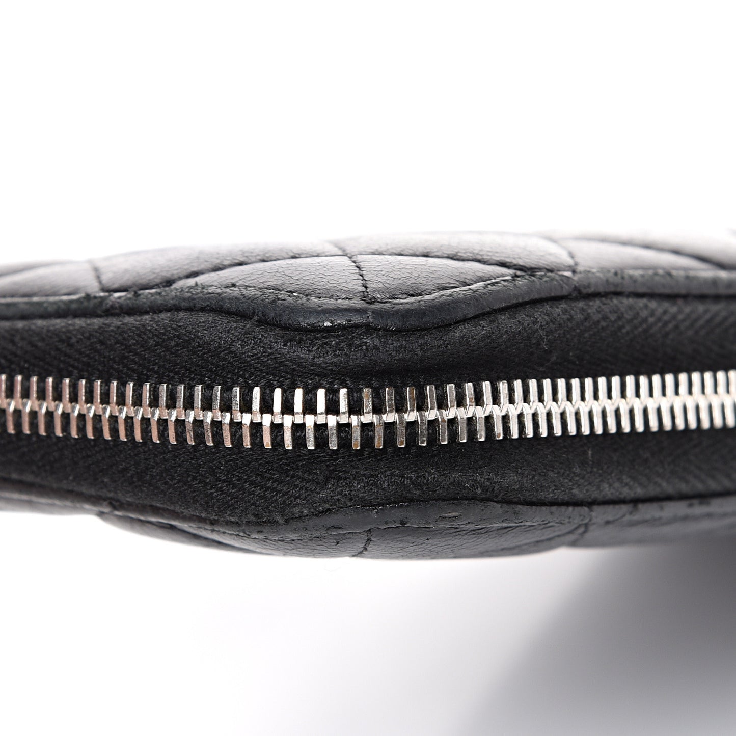 Lambskin Quilted Large Gusset Zip Around Wallet Black