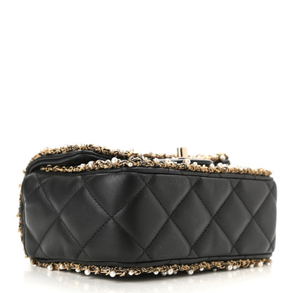 Chanel Lambskin Quilted Pearl Edge Mini Rectangular Flap Bag Black 4 of 11