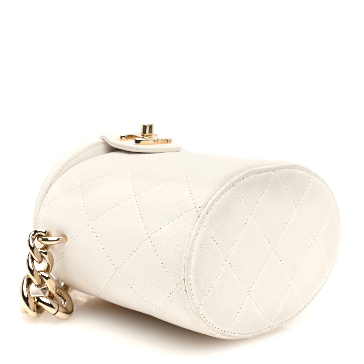 Chanel Lambskin Resin Elegant Chain Vanity Case White 4 of 11