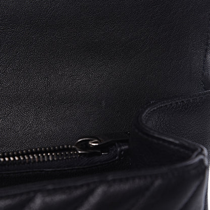 Saint Laurent Sheepskin Matelasse Chevron Monogram Medium College Bag Black 9 of 13