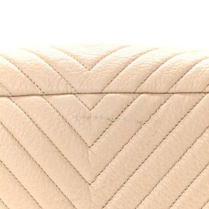 Chanel Deerskin Chevron Large CC Chain Bucket Drawstring Bag Beige 10 of 11