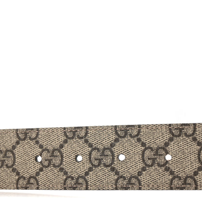 Gucci GG Supreme Monogram Plutone Calfskin Double G Reversible 30mm Belt 85 34 Beige Ebony New Acero 3 of 7
