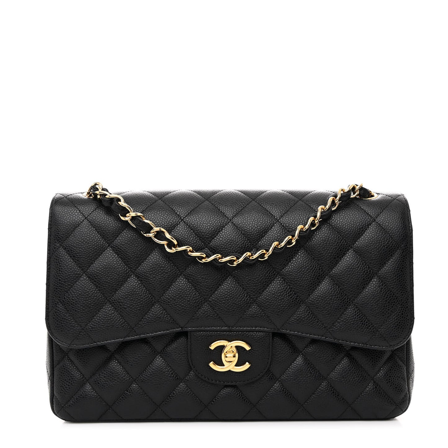 Caviar Quilted Jumbo Double Flap Black