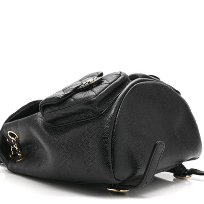 Chanel Shiny Caviar Quilted Medium Duma Pockets Drawstring Backpack Black 8 of 9