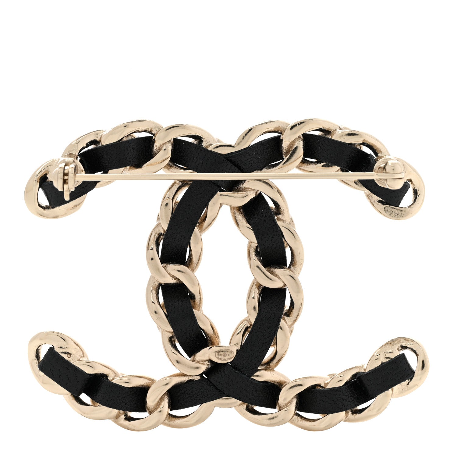 Chanel Lambskin Pearl Chain CC Brooch Gold Black 3 of 4