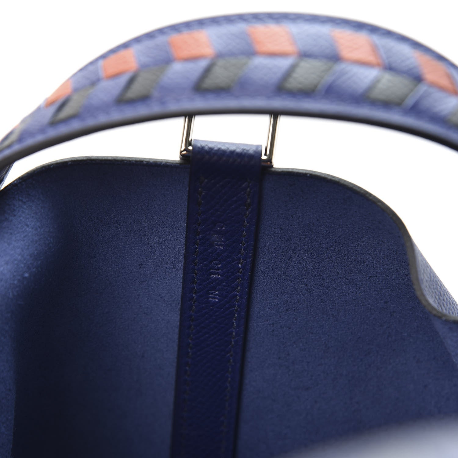 Hermes Epsom Tressage De Cuir Picotin Lock 22 MM Bleu Encre Brique Black 7 of 9