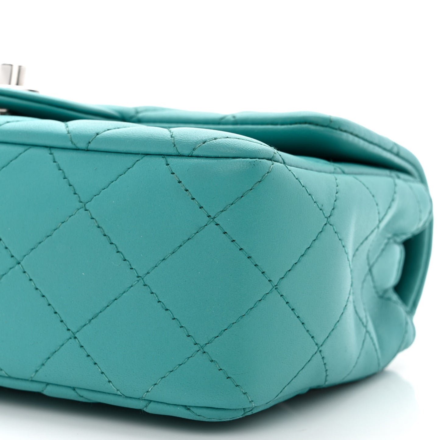 Lambskin Quilted Mini Rectangular Flap Turquoise