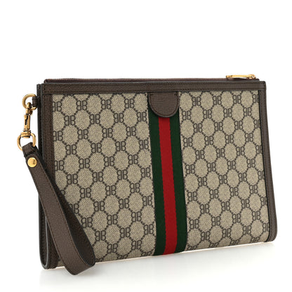 Gucci X BALENCIAGA BB Supreme Monogram Web Ophidia Wristlet Beige New Acero 3 of 9