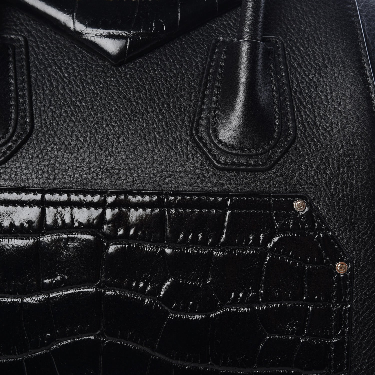 Givenchy Grained Calfskin Crocodile Embossed Inlay Small Antigona Black 10 of 10