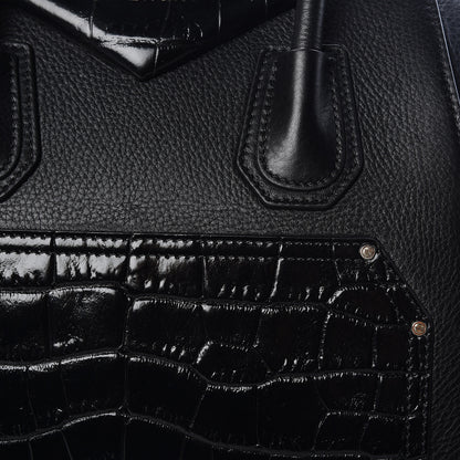 Givenchy Grained Calfskin Crocodile Embossed Inlay Small Antigona Black 10 of 10