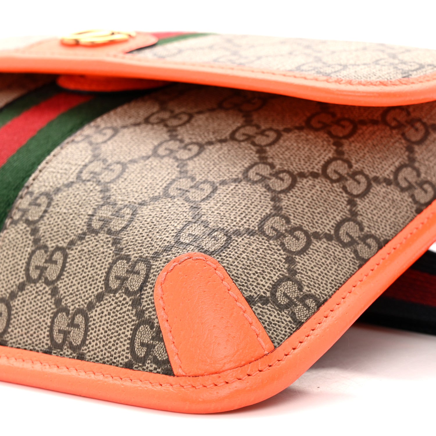 Gucci GG Supreme Monogram Web Small Ophidia Belt Bag Beige Ebony Orange Fluo 10 of 10